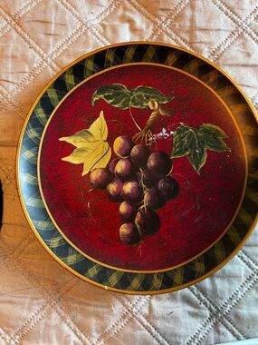 Decorative Red Grape Motif  plate & a pear plate as well  - Home interiors